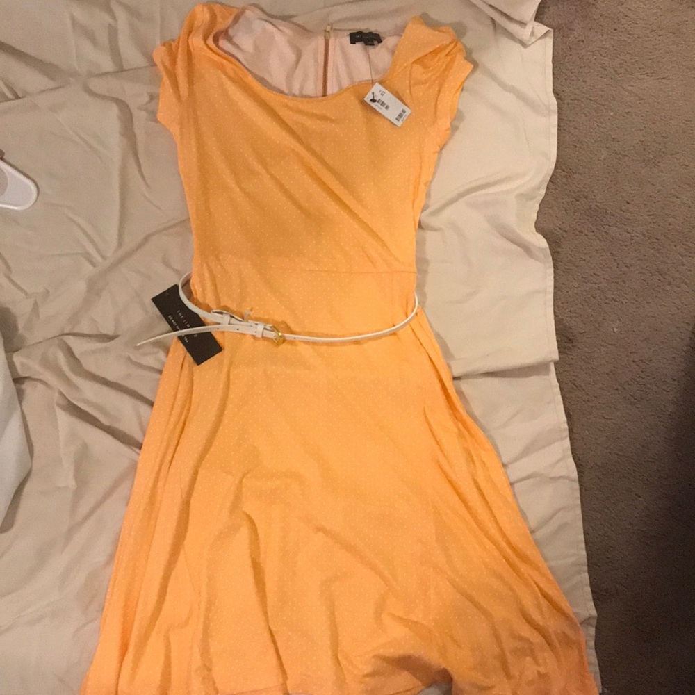 Peach with white polka dots summer dress